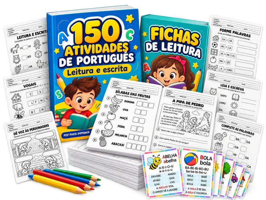 150 Atividades Pedagógicas de Português e Alfabetização, com as fichas de leitura e os bônus